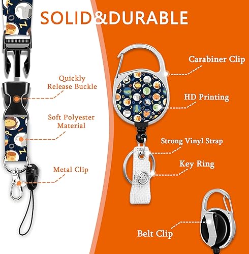 Miniatura 3 de Soporte para tarjetas de identificación con cordón, clip retráctil para carrete de identificación para enfermera, médico, correa de cordón