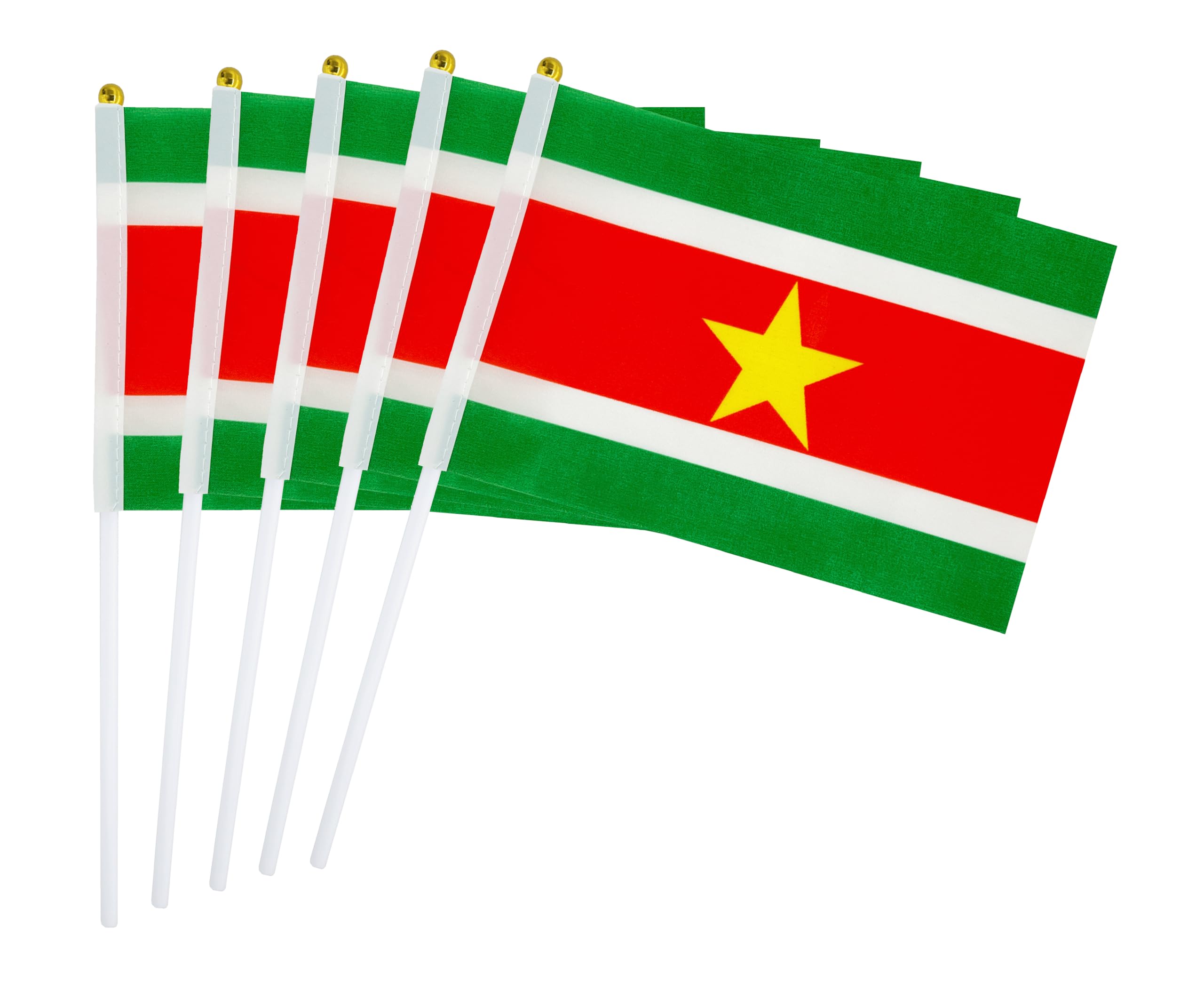 25 Pack Hand Held Small Mini Flag Suriname Surinamese Flag Stick Flag Round Top National Country Flags,Party Decorations Supplies For Parades,World Cup,Festival Events,International Festival — image 1
