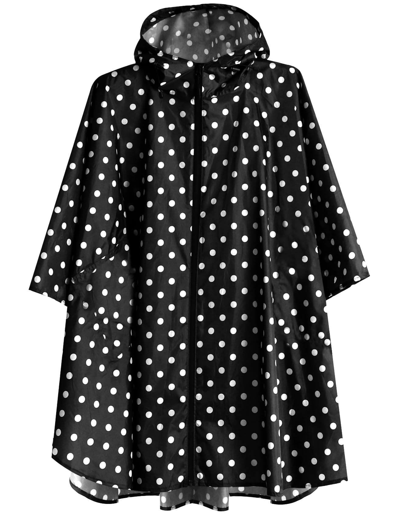 Anyoo Men's Dot Black Weight Waterproof Rain Poncho Reusable Ripstop Breathable Multi-Use Raincoat For Wo With Hood For Outdoors, 3