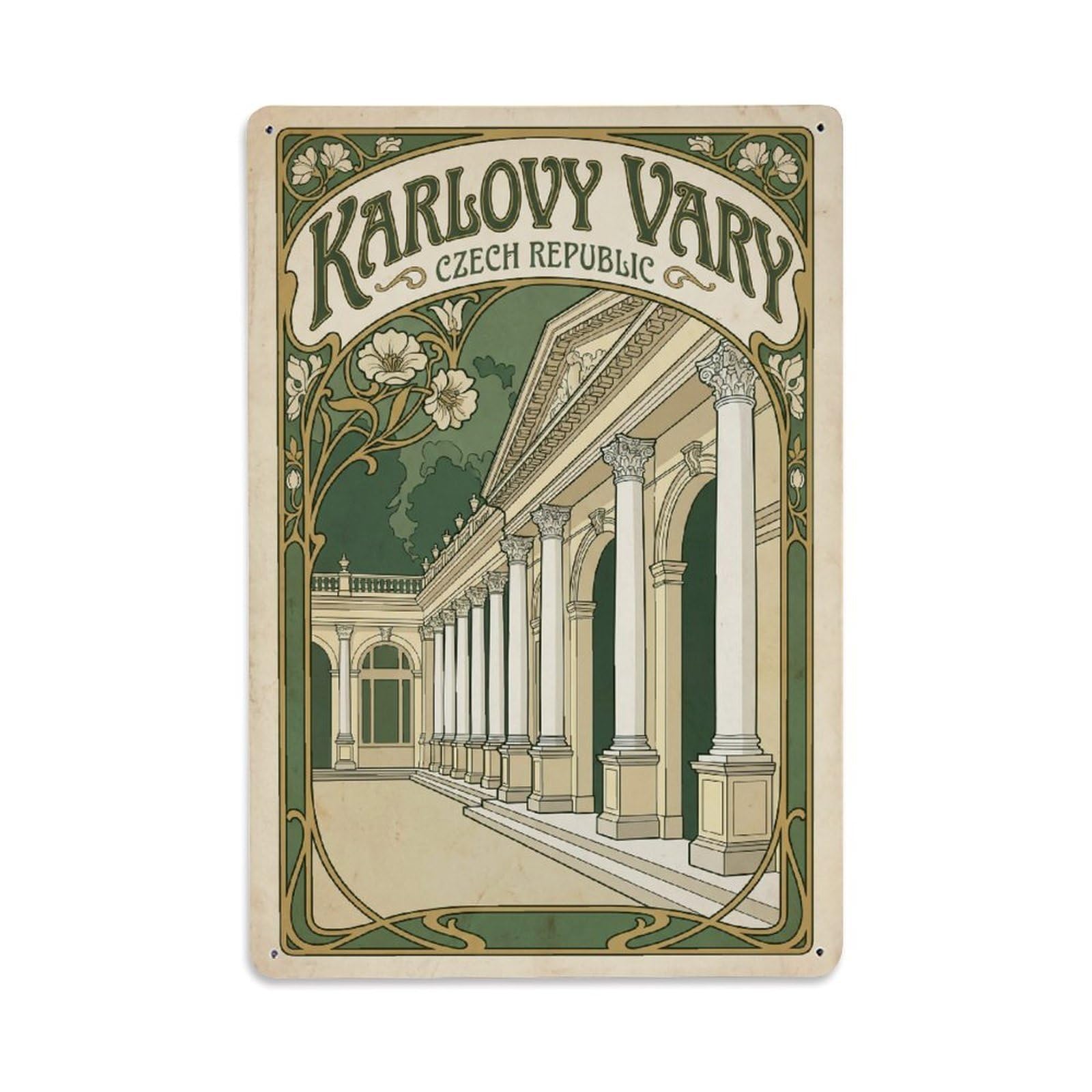 Czech Republic Karlovy Vary Vintage Metal Tin Sign