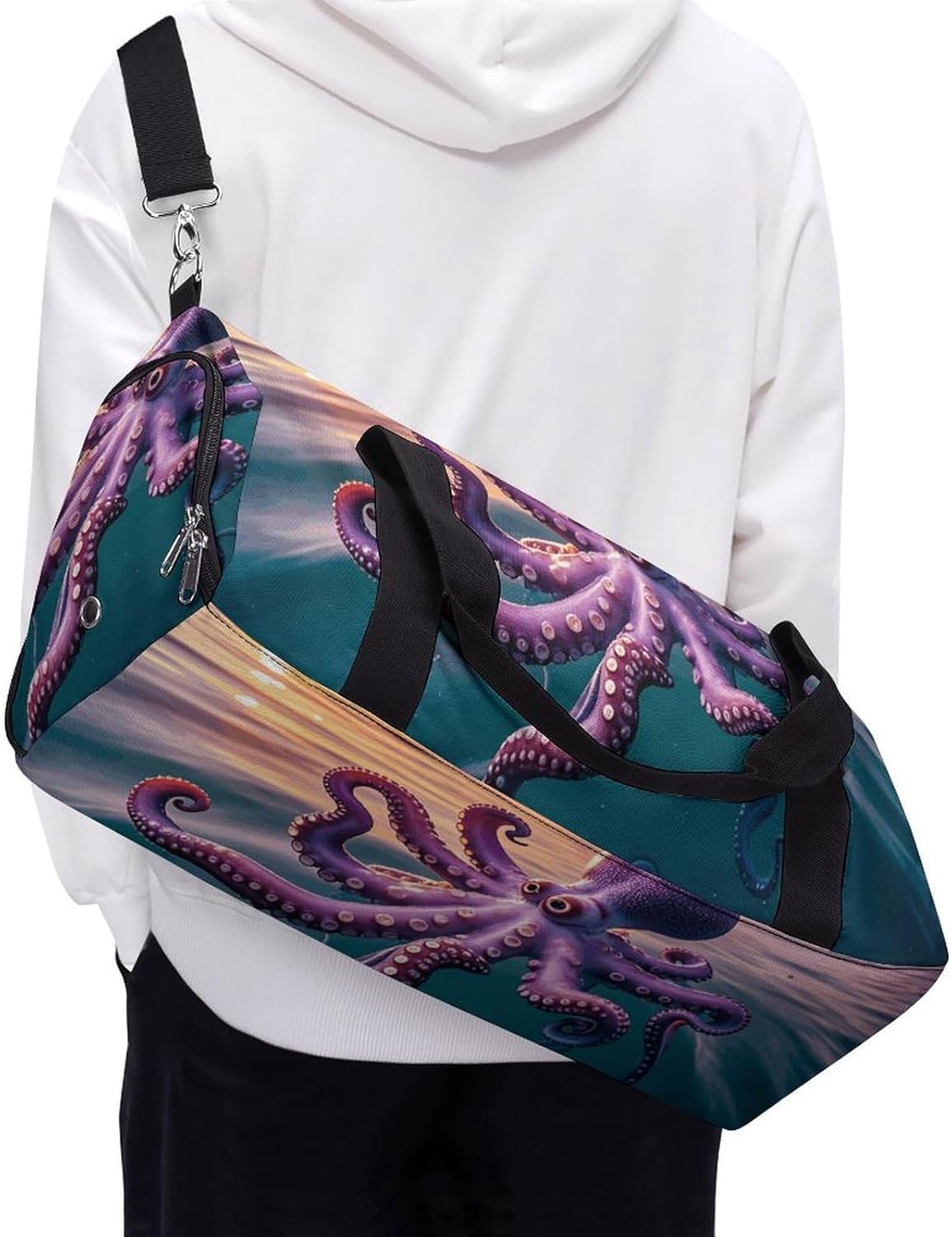 Gym Bag for Men Travel Duffle Bag Giant Octopus Tote Bag Weekender Duffel Bag Weekender Bag for Sports