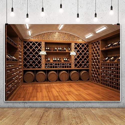 Miniatura 6 de Laeacco Bodega de vino francesa Backdorps 10x6.5ft Fondo de fotografía de vinilo de madera para almacenamiento de vino tinto champán Celebración