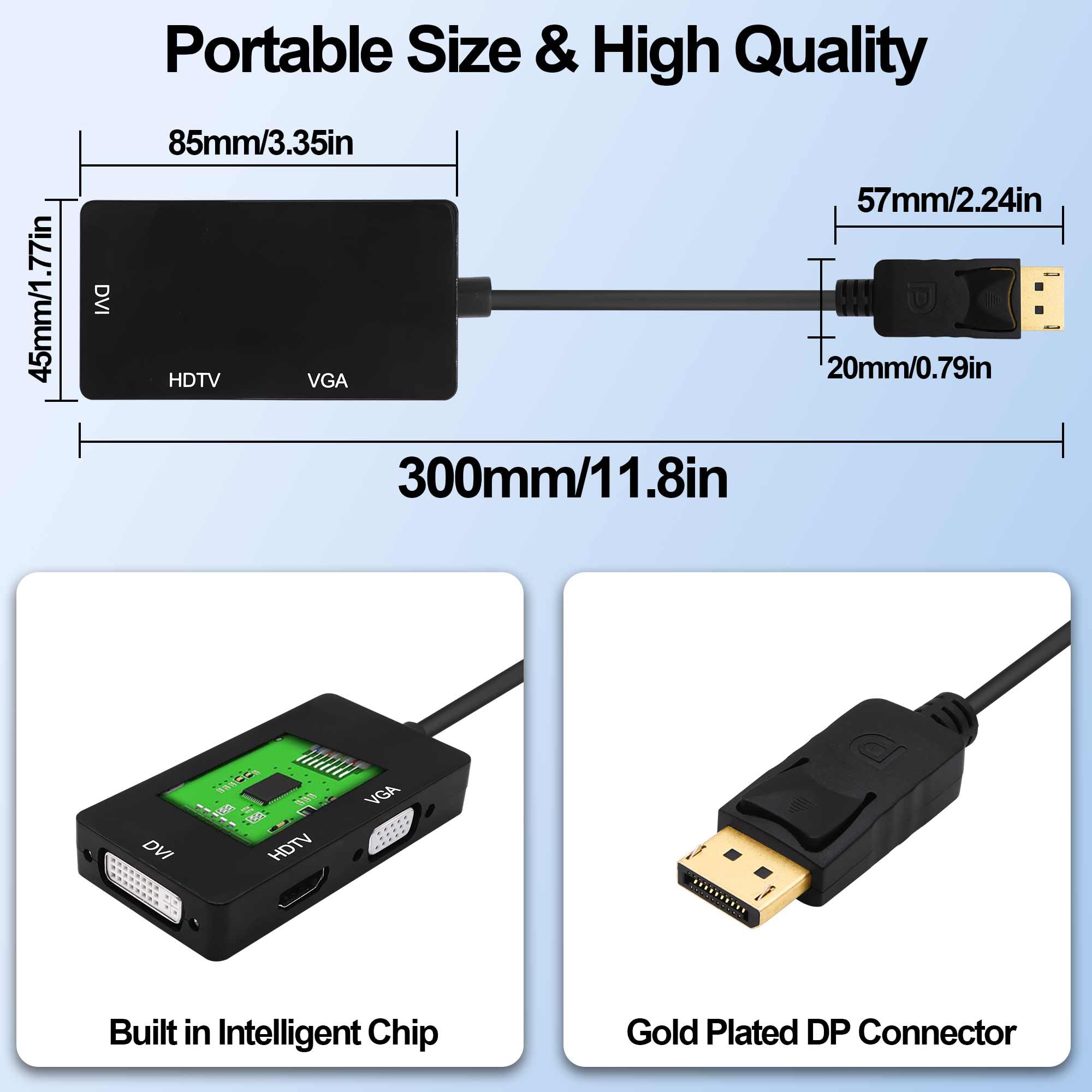 YARCHONN YARHONN DisplayPort To HDTV VGA DVI Adapter DP To