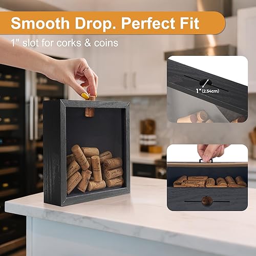 Miniatura 4 de HOUSE DAY Caja de sombra de viaje de 8 x 8 con ranura, cajas de archivo de aventura de carga superior para recuerdos, marco de viaje Life in A Box