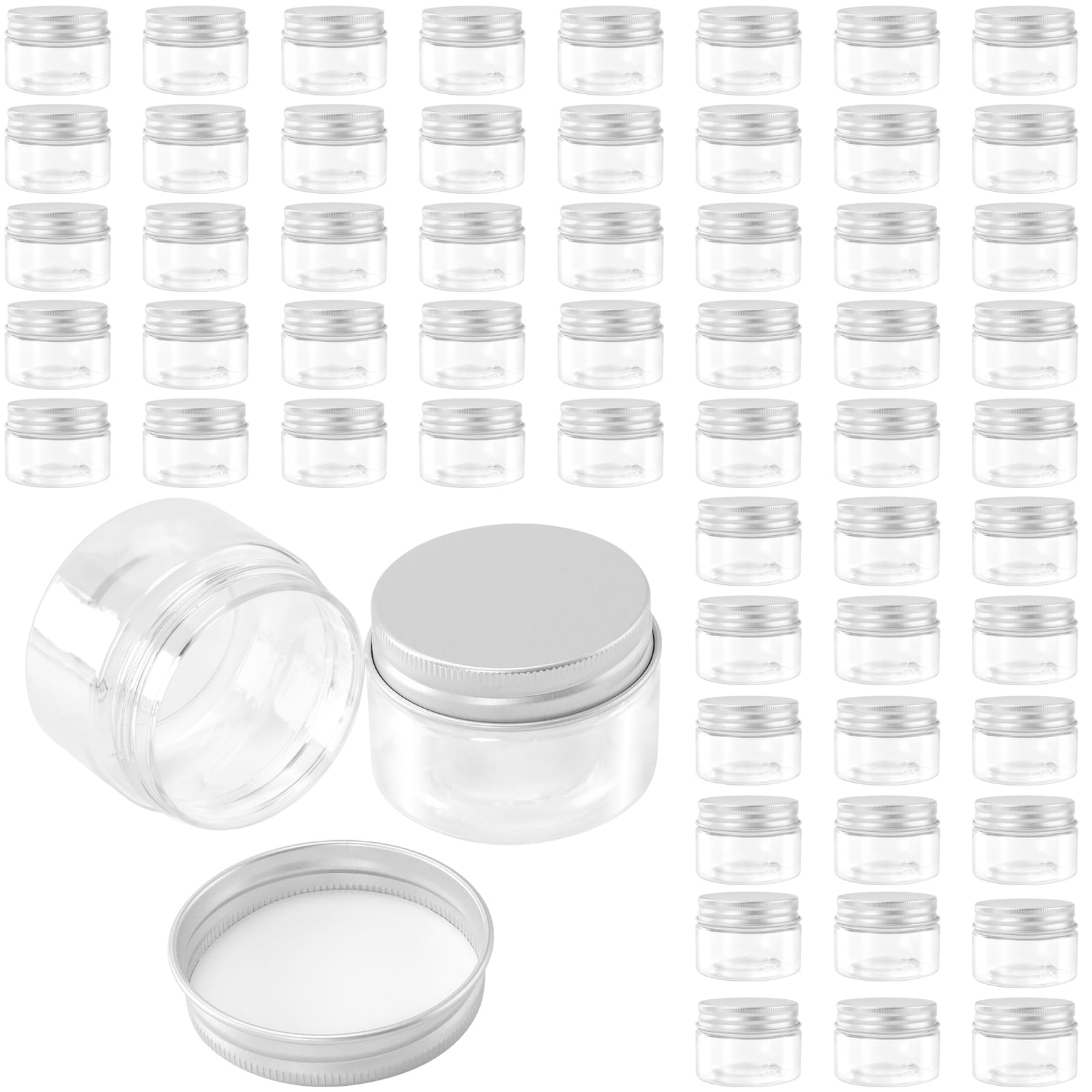 HONYUET 60PCS 30ml Small Plastic Sample Jars with Lids, 1oz Mini Travel Empty Storage Container Jar for Cream, Glitter