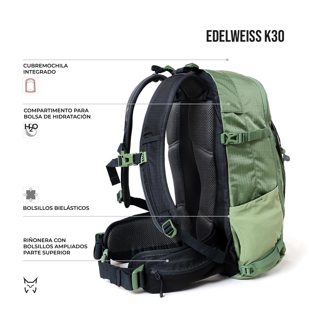 ALTUS Edelweiss K30 Mochila de Montaña y Trekking | Cubre Mochilas Integrado