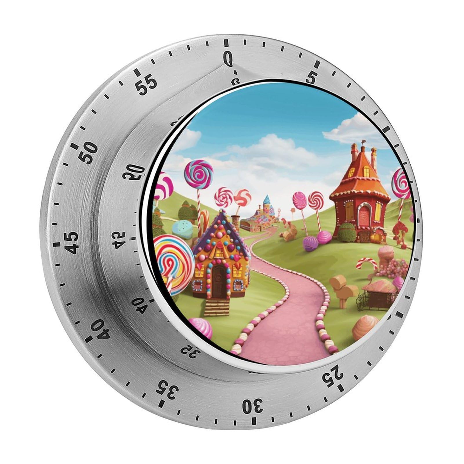 Candy Timers Magnetic 60 Minute Kitchen Timers Mechanical Wind Up Timer Manual with Loud Alarm Stainless Steel Body Chef Clock Easy for Cooking Baking