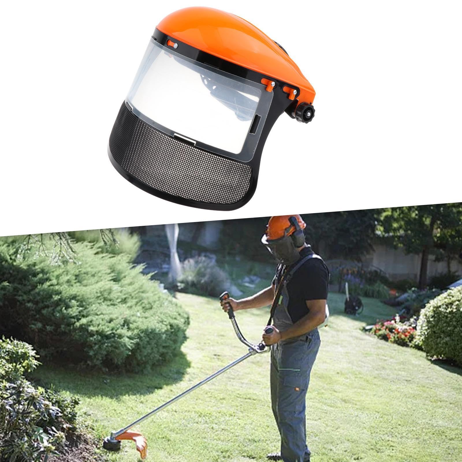 Milageto Trimmer Face Shield Work Equipment Protection Face Guard Lawn Mower Mask for Forestry Farming Mining Chainsaws Tasks, Orange