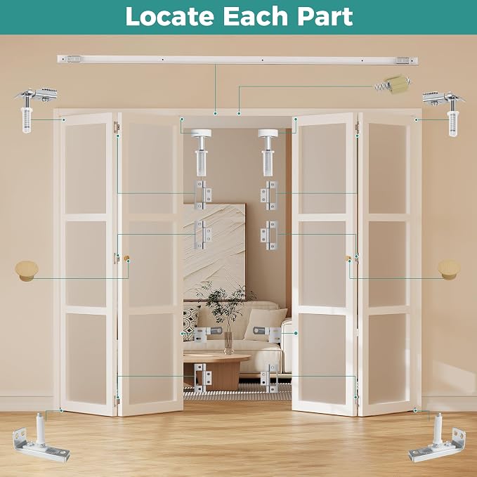 Kit de herrajes para puerta plegable de 48 pulgadas miniatura 4