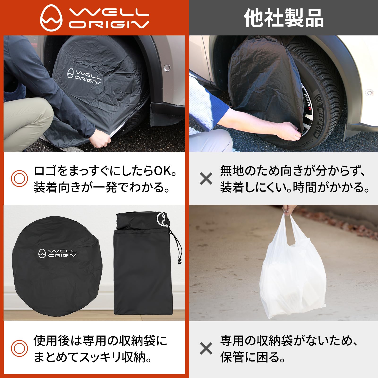Amazon | [WellOrigin] 洗車用 タイヤカバー ホイールカバー 速乾 簡単