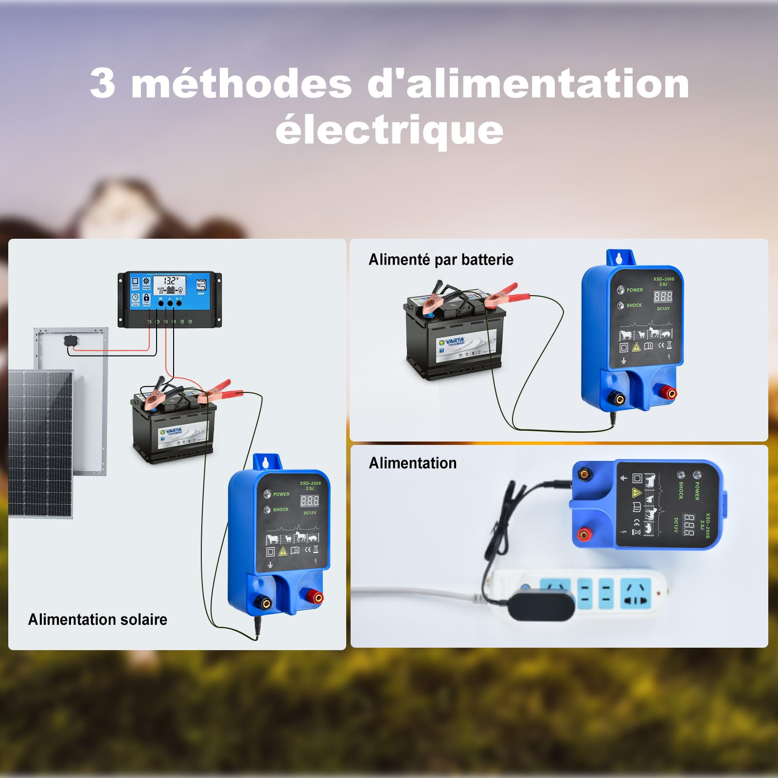 Elektrozaungerät Weidezaungerät 230v 10KM Elektrischer Weidezaun Elektrozaun Stark 2Joules 10,5k V Stromzaun Elektrisch Stromgerät Chargeur Elektrozaungerätgartenzaun für Pferde Rinder Schwein Schaf