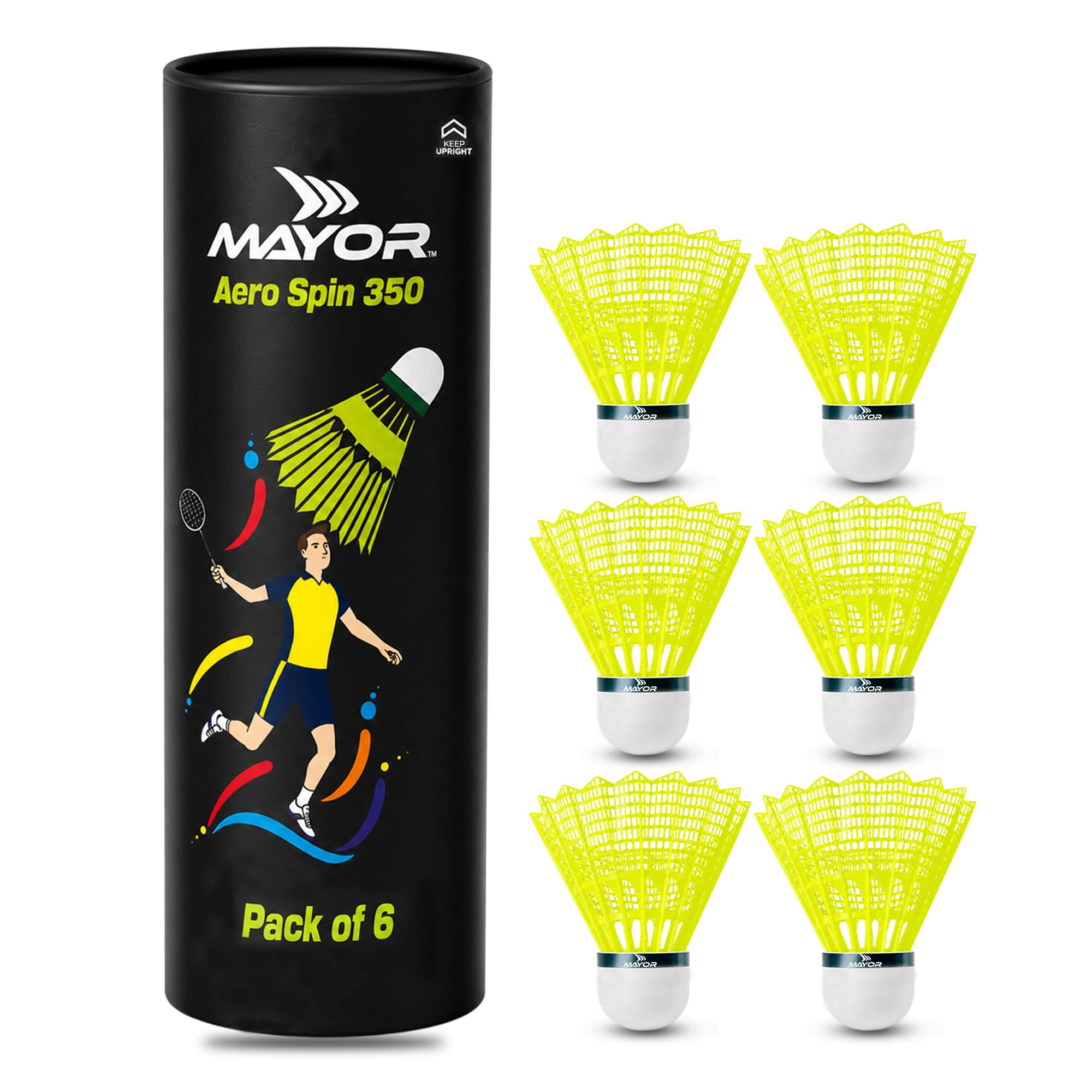 MAYOR Nylon Shuttlecock Durable Badminton Shuttle Medium Speed for Indoor Outdoor Practice Play (Green Pack of 6)-image-33