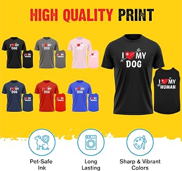 APPARELYN Dogs and Owner Matching Clothes - Adorable Heart My Dog & Human Pet & Owner Matching Outfits with Owners - Soft Pet Clothes Black