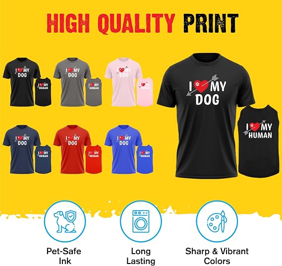 APPARELYN Dogs and Owner Matching Clothes - Adorable Heart My Dog & Human Pet & Owner Matching Outfits with Owners - Soft Pet Clothes Black
