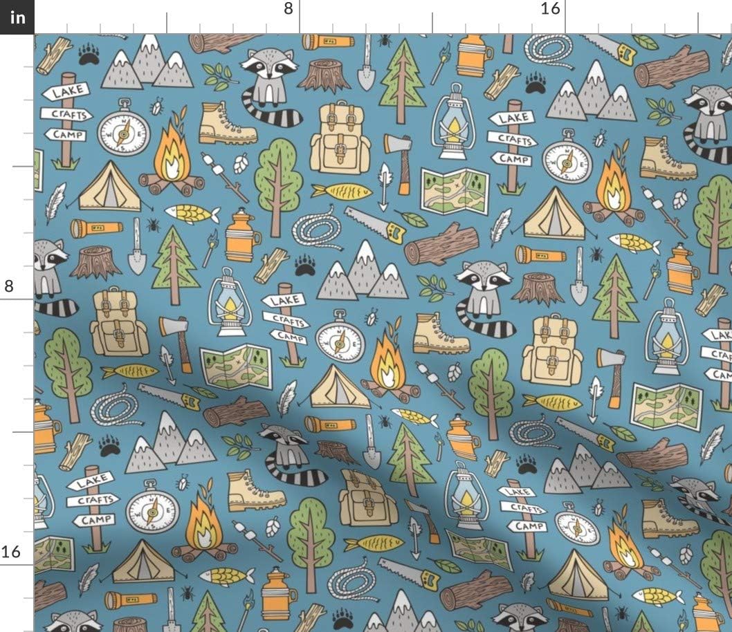 Spoonflower Fabric - Woodland Forest Animal Outdoor Camping Nursery Kid Printed on Petal Signature Cotton Fabric by The Yard - Sewing Quilting Apparel Crafts Decor