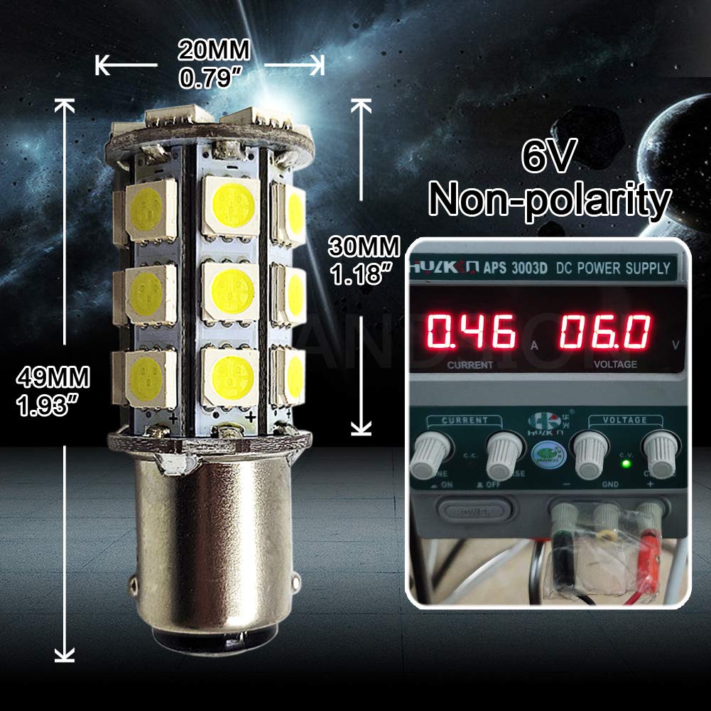 2 Bombillas LED BA15D 6V Superbrillantes - 6000K Blanco, 27 SMD (para Luces De Marcha Atrás, Intermitentes)
