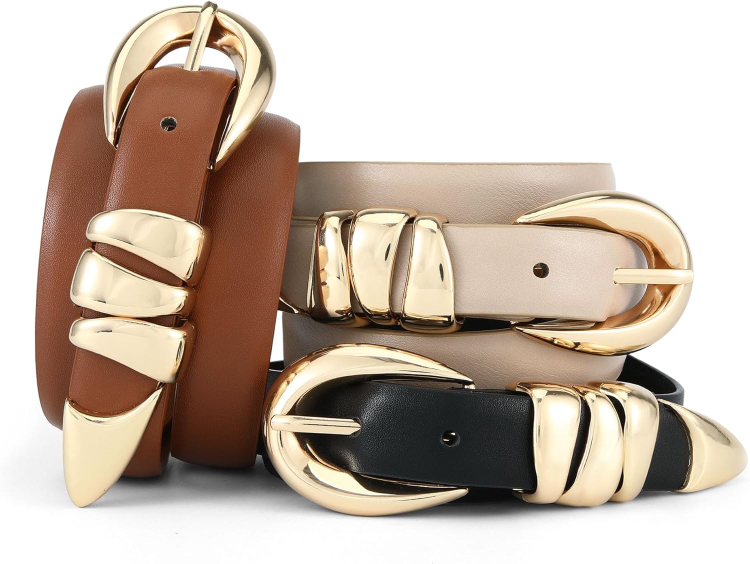 HOTWILL Women Skinny Belt for Jeans Dress Pants Ladies Fashion Faux Leather Waist Belt with Gold Buckle - Image 7