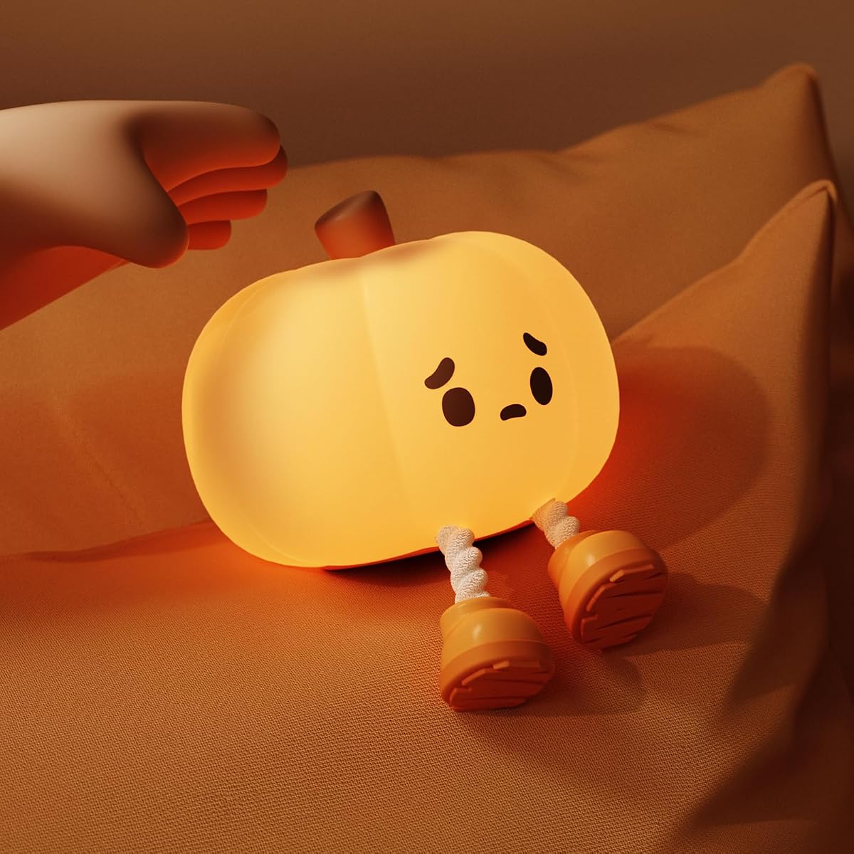 ATSUI Pumpkin Night Light, Halloween LED Squishy Novelty Lamp, Food Grade