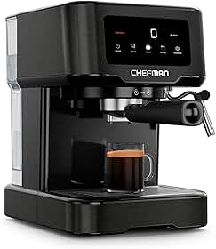 Chefman CraftBrew Máquina de café expresso digital com bomba de 15 bar com vara de vapor para latte e cappuccino, máquina de café expresso compacta com tanque de água removível de 1,5 litro, cor: