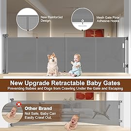 Miumoon 200 inch Retractable Baby Gates 37 inch Tall, Retractable Gate with Reinforced Strip Design to Prevent Crawling Through, 16 FT Outdoor Retractable Gates, Extra Wide Retractable Gate for Garage