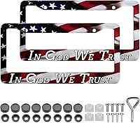 Vista 20 de LIN KANG - 2 marcos para placa, con diseño de las franjas de la bandera estadounidense, patrióticos, universales, de aluminio, acabado mate