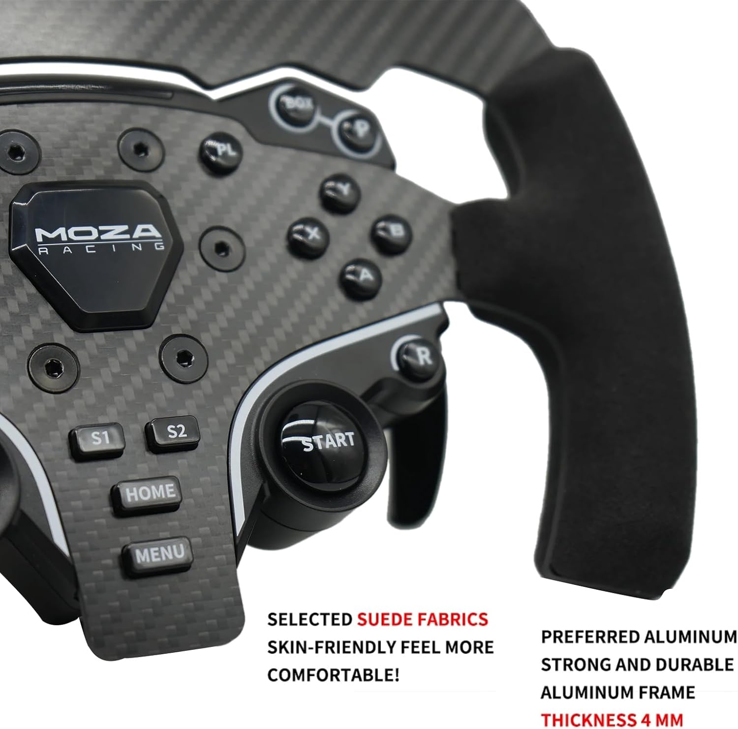 Replace 13 inch lightweight Suede/Leather Steering Wheel Replace Panel For MOZA R5 Bundle Gaming Racing Wheel (With half-portion suede)