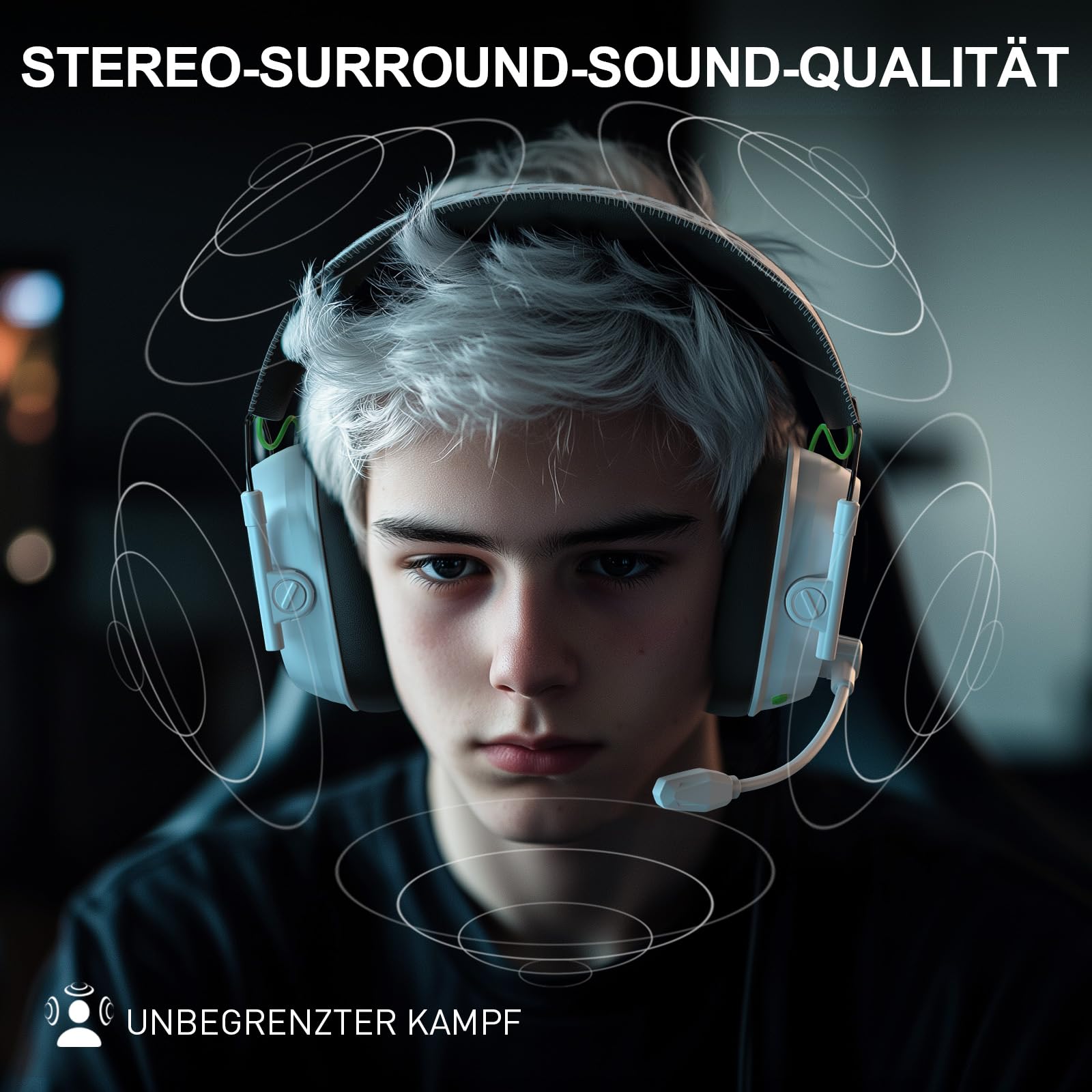 VK81 Cuffie Gaming Wireless con Microfono, 2.4 GHz Cuffie Gaming con Audio lossless, Cuffie da gioco pieghevoli con RGB per Ps5, Ps4, PC, Switch, Mac, Bluetooth 5.4, 50+ Ore