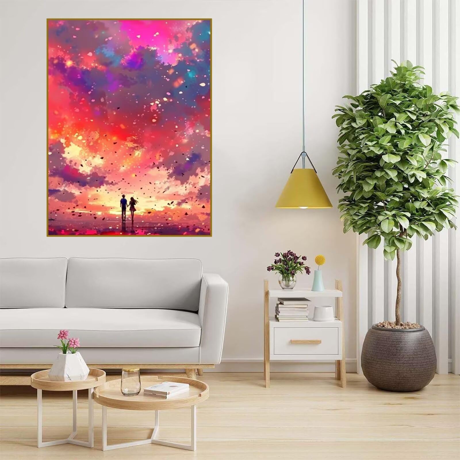 Diamond Painting Paar Malen Nach Zahlen Erwachsene, 5D Diamant Painting Bilder Himmel Diamond-painting Mosaikherstellung Bastelset Kinder ab 6 Jahre, Deko Wohnzimmer, Mädchen Geschenke 80x110cm 6X-903