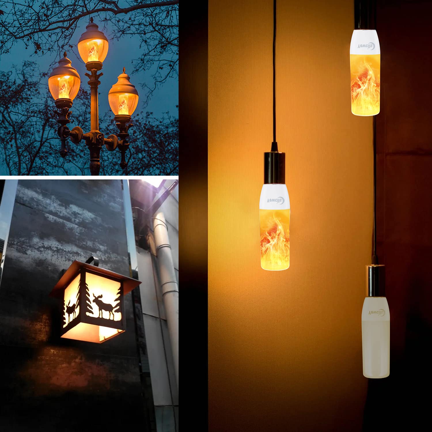 Lampadina a forma di fiamma, E27/E26, effetto fiamma, luce tremolante, 3,5 W, per esterni, per Halloween, casa, giardino, bar, feste, matrimoni, ristoranti, San Valentino, decorazione (4