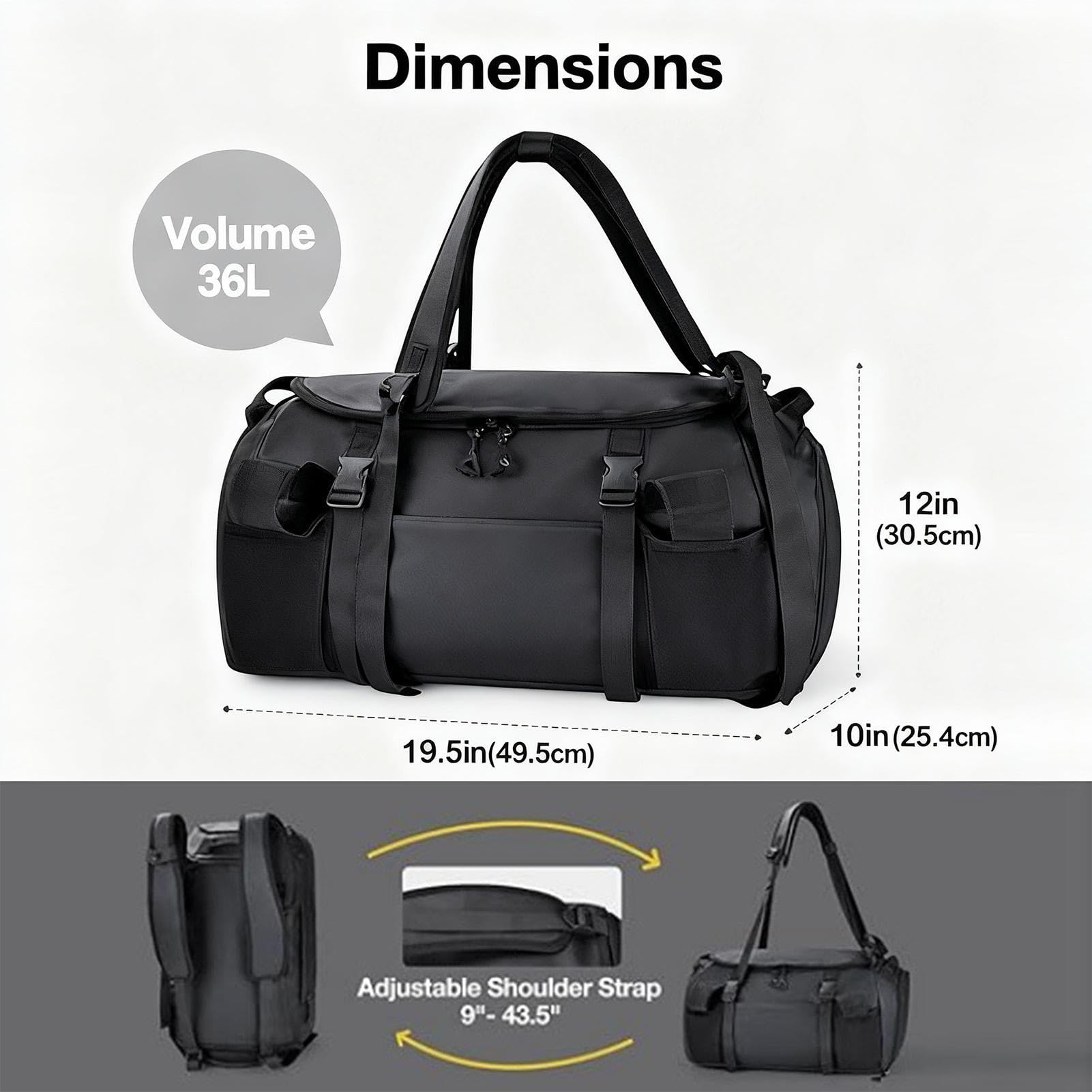 Bolsa de Gimnasio Bolsa de Gran Capacidad con Separación Seco Húmedo