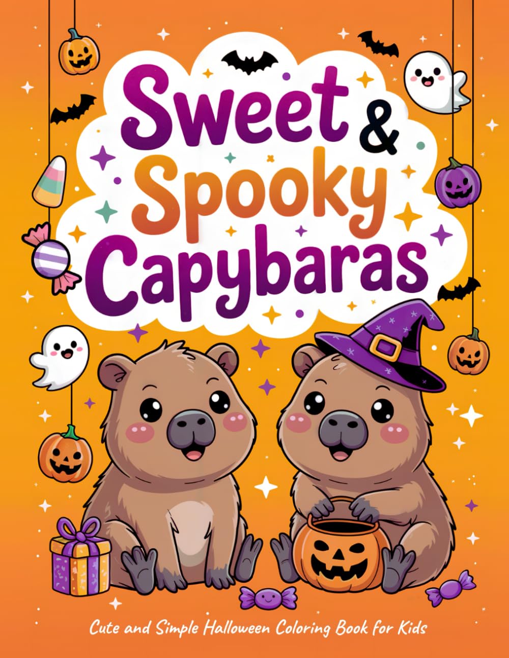 Sweet & Spooky Capybaras: Cute and Simple Halloween Coloring Book for Kids