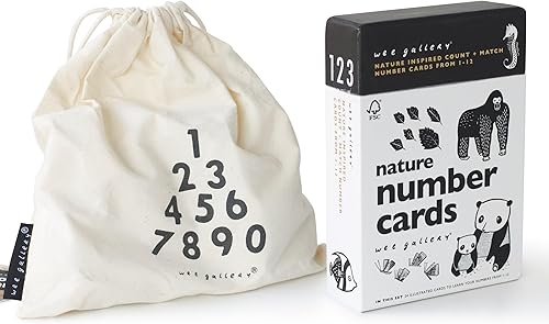 Wee Gallery Juego de tarjetas de números de bambú y números de la naturaleza, juguetes educativos de aprendizaje para bebés, niños pequeños, niños