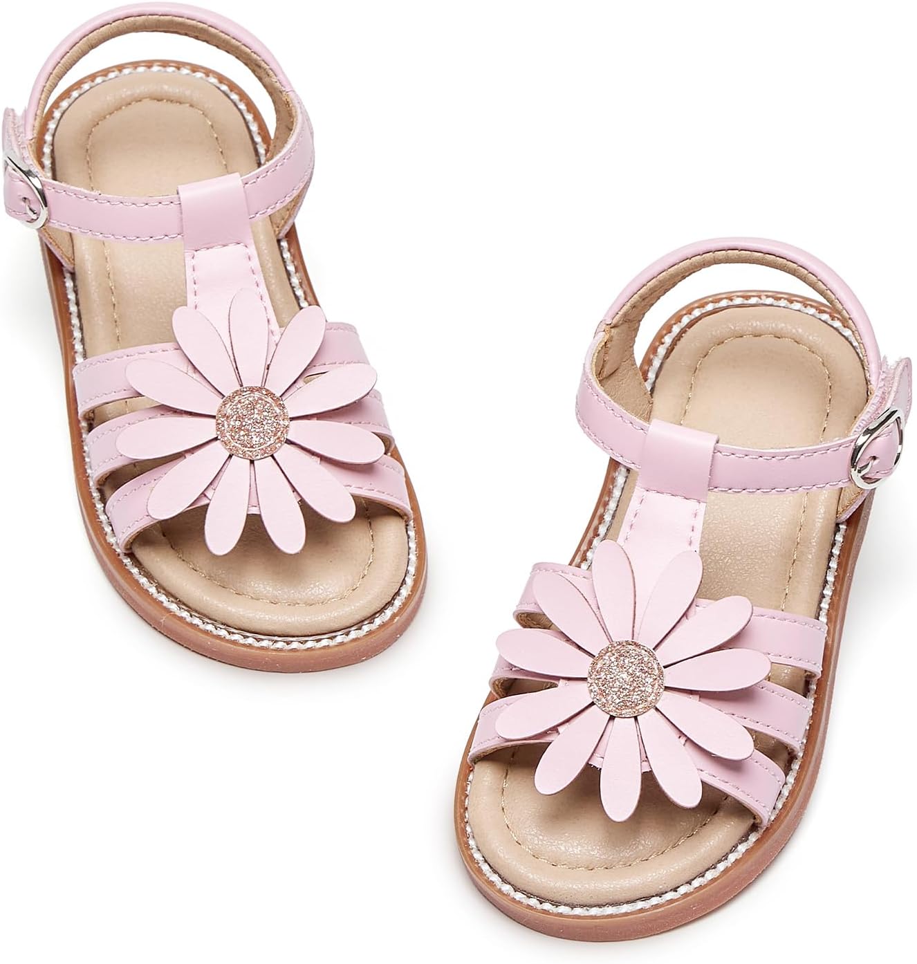 Flaryzone Toddler Little Girls Glitter Flower Open-Toe Flat Dress Sandals Summer Shoes Flaryzone Toddler Little Girls Glitter Flower Open-Toe Flat Dress Sandals Summer Shoes