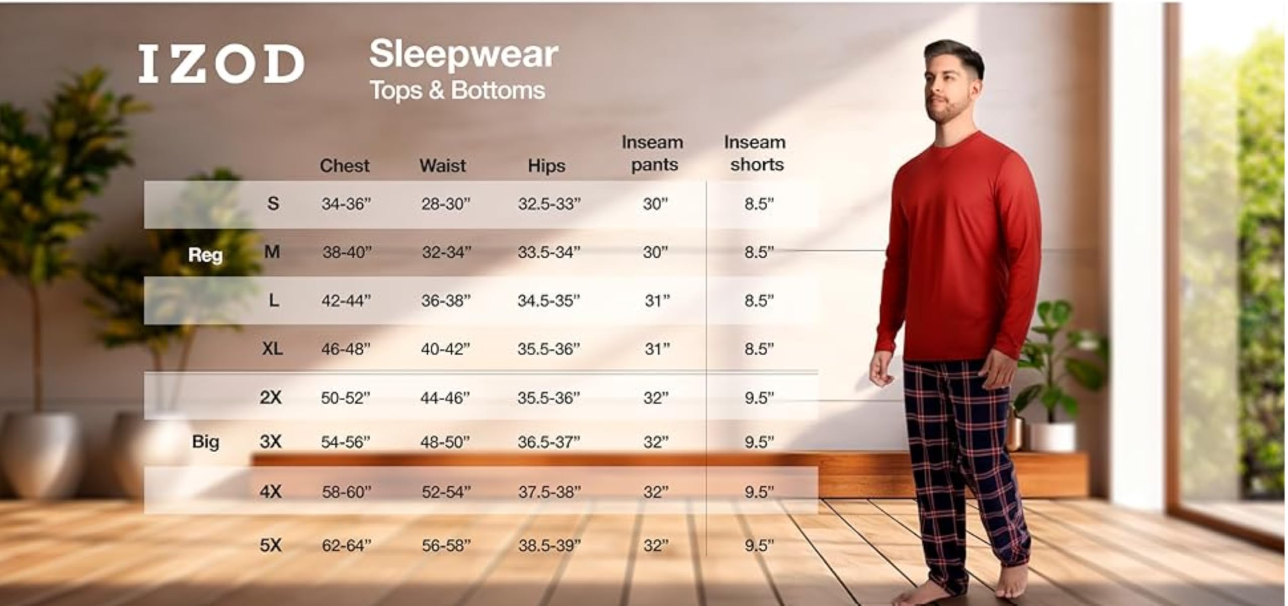Izod Long Sleeve Jersey Top and Fleece Pants Sleep Pajama Set Juego de Pijama Hombre
