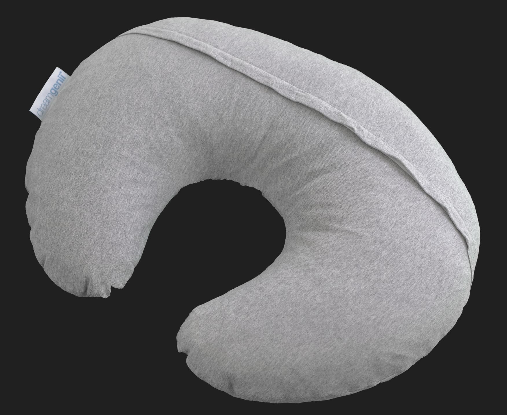 Dreamgenii Cuscino per allattamento grigio – Supporto per gravidanza e allattamento con fodera rimovibile lavabile in lavatrice in 100% jersey di cotone