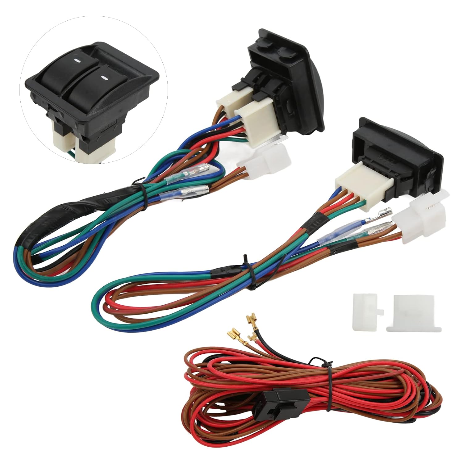 Universal Car Power Window Switch Easy Install Regulator Kit 12V Power Switch Kit Green Light Indicator for 2 Doors (Interruptores Interiores)