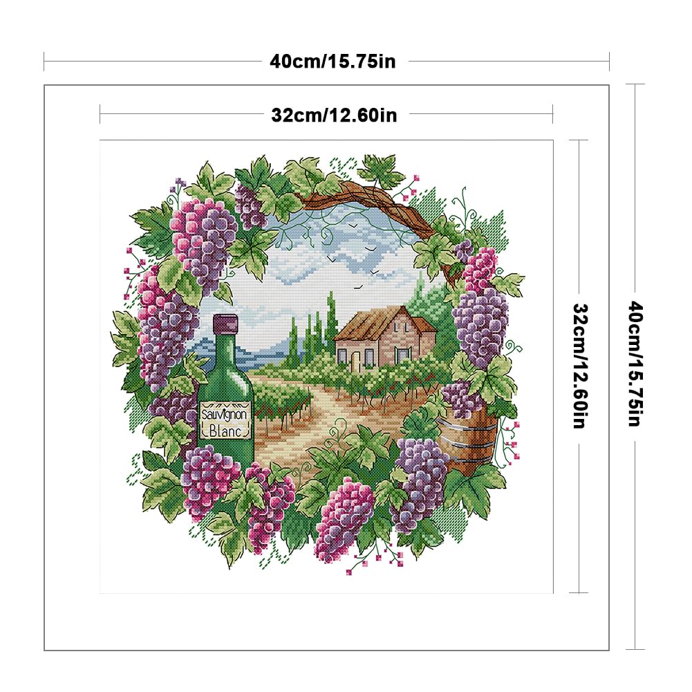 5 kits de punto de cruz con estampado de flores, paisaje de bricolaje en corona de flores completo de 14 quilates, kits impresos de punto de cruz, kit de arte y manualidades para principiantes y