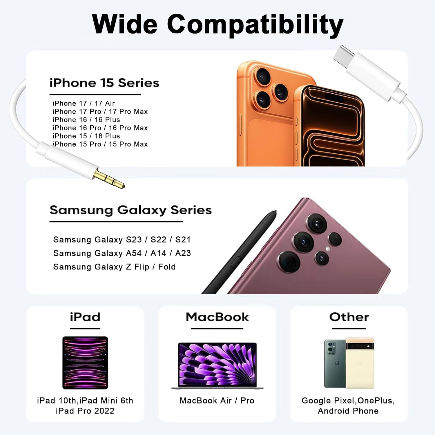 USB C to 3.5mm Audio Aux Jack Cable for iPhone 17,[MFi Certified] Type C to 3.5mm Headphone Car Stereo Cord Compatible with Apple iPhone 17Pro Max/17Pro/Air/17/16/16Pro/16Plus/15 to Car,Speaker(3.3FT)