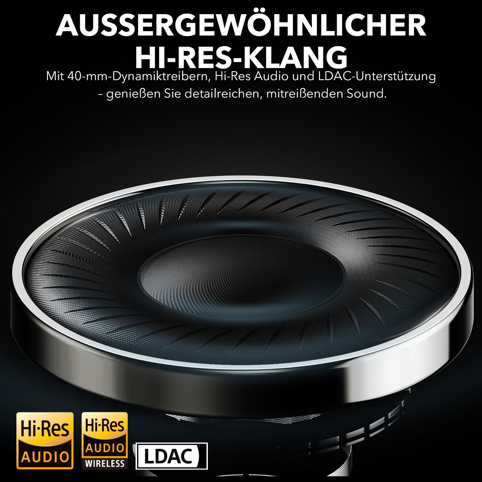 1Mii Y8+ Hybrid Active Noise Cancelling Kopfhoerer Over-Ear Bluetooth 6.0 Kopfhörer Kabellos mit 100h Spielzeit, Faltbar Bequemer, LDAC Hi-Res Audio, EQ via App, für Reisen und Flugzeug, Beige