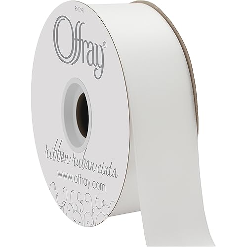 Offray Double Face Satin Craft Ribbon, 1-1/2-Inch Wide by 50-Yard Spool, White