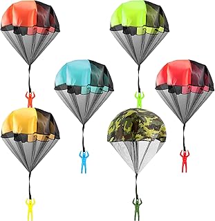 LTHERMELK Outdoor Toy for Children - 6 Pieces Parachutist Toy Set for Exciting Children's Birthday Games - Perfect Gift for Little Explorers