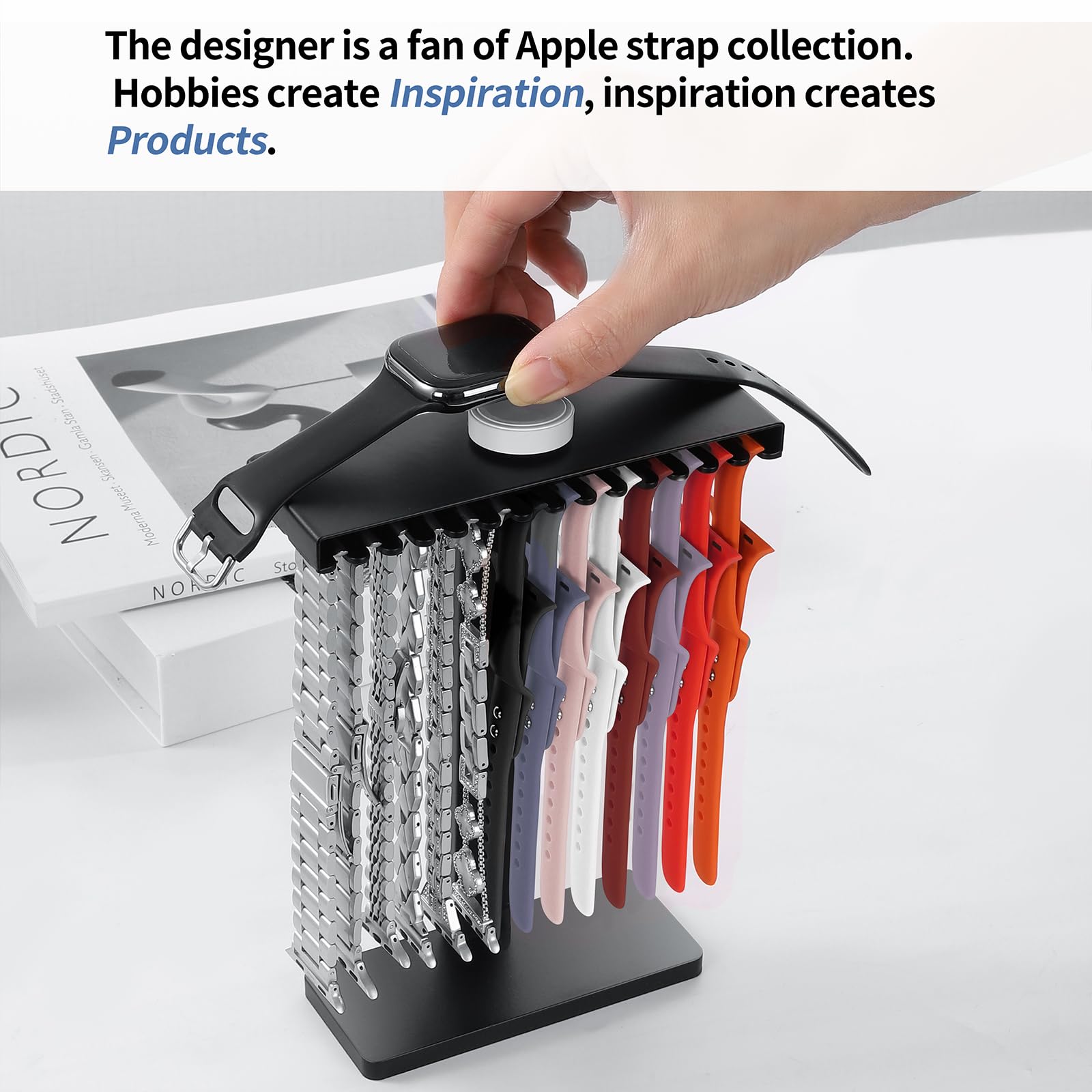 Support de bracelet de montre 3 en 1 pour Apple Watch, bracelet intelligent, support en silicone, affichage rainuré