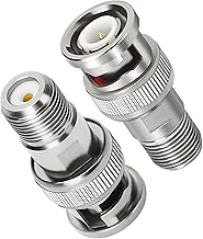 F to BNC Connector 2 Pack, BNC Male to F-Plug Female Coax Adapter Connector 75 Ohm, Coaxial Coax RG6, RG59 Adapter Coupler for CCTV Camera