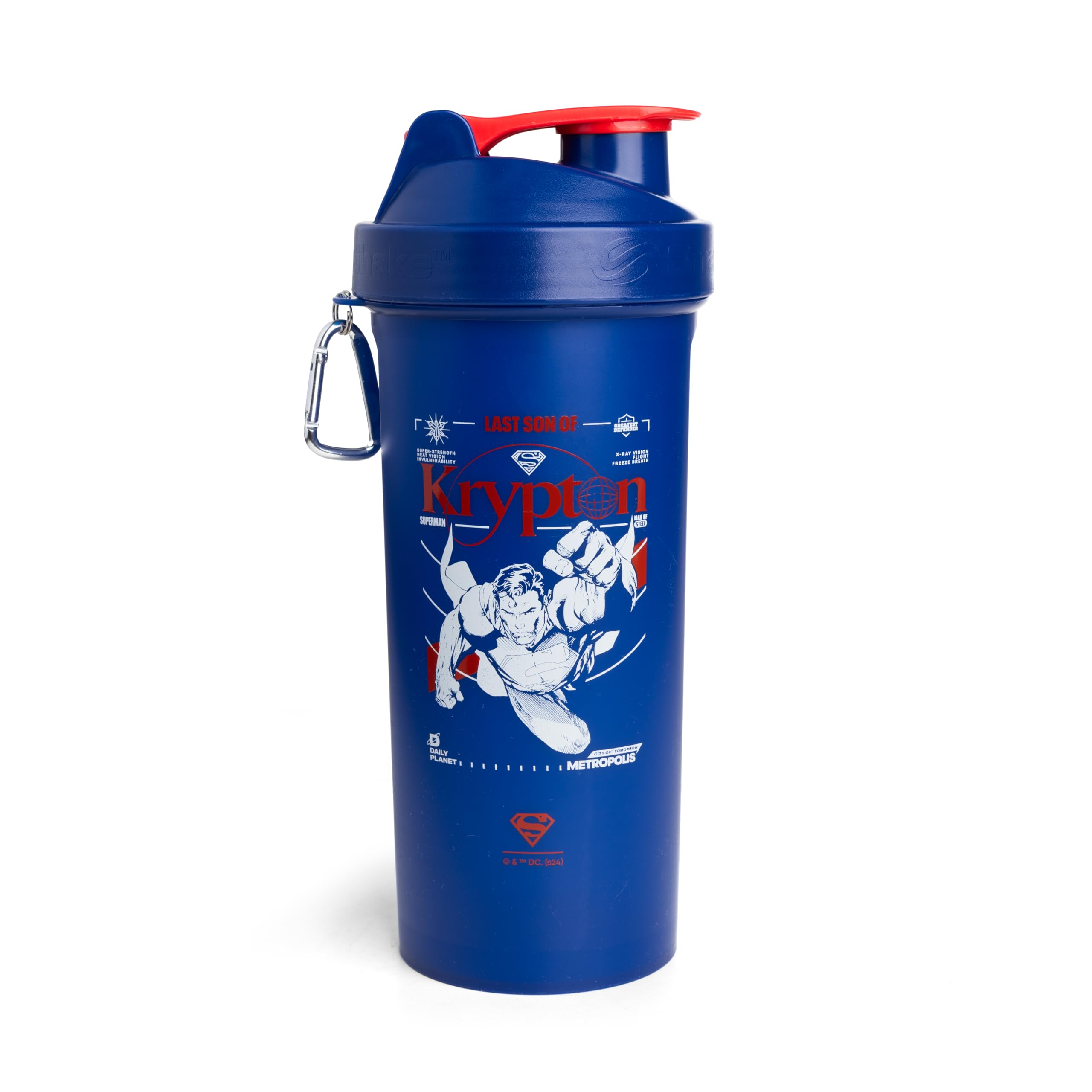 Smartshake Superman Protein Shaker Bottle - 33 oz | Leak Proof, BPA Free, Reusable | Protein Shakes, Workouts