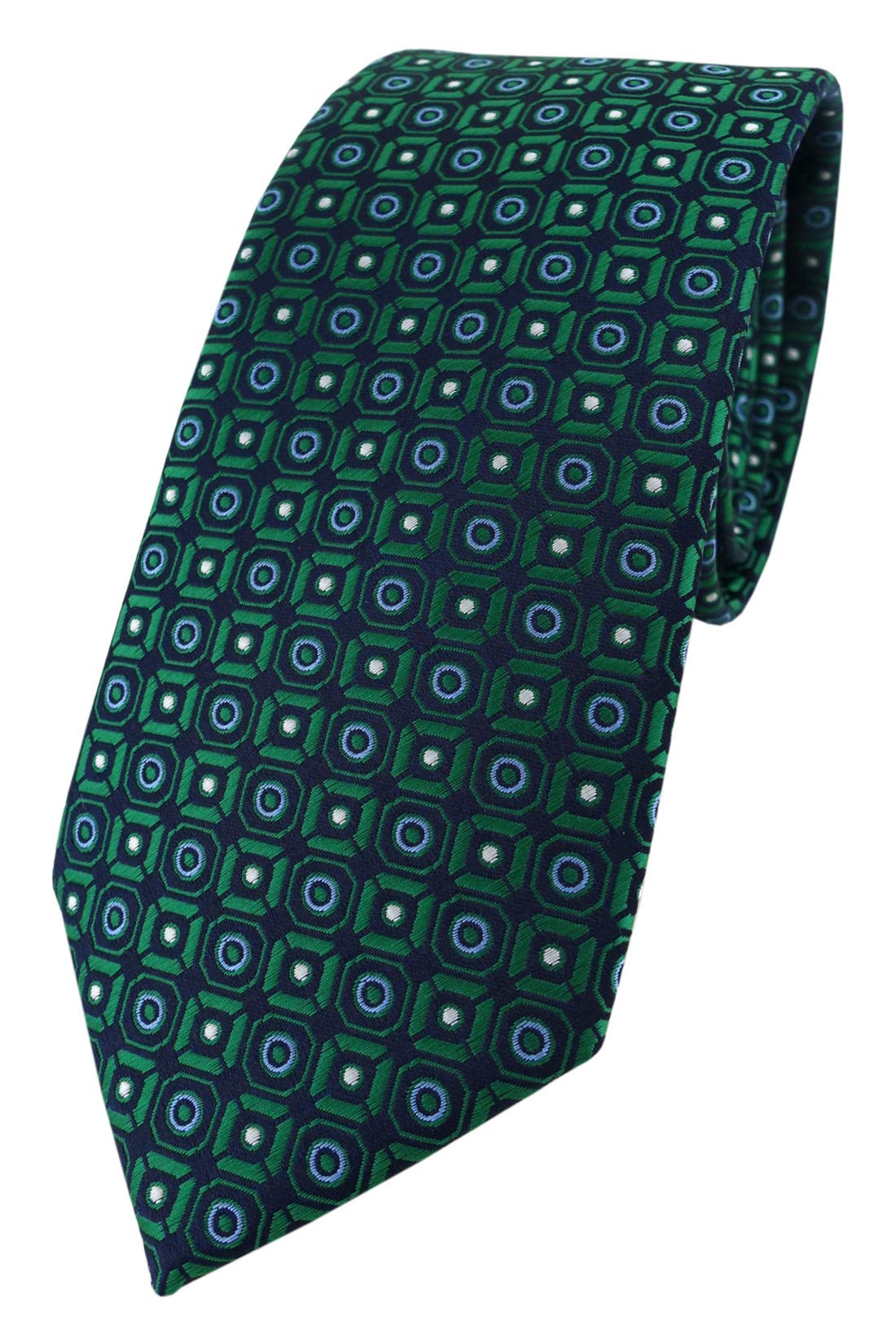 Tigertie Men's Grün Blau Silber Schwarz Patterned Necktie - Green - One Size