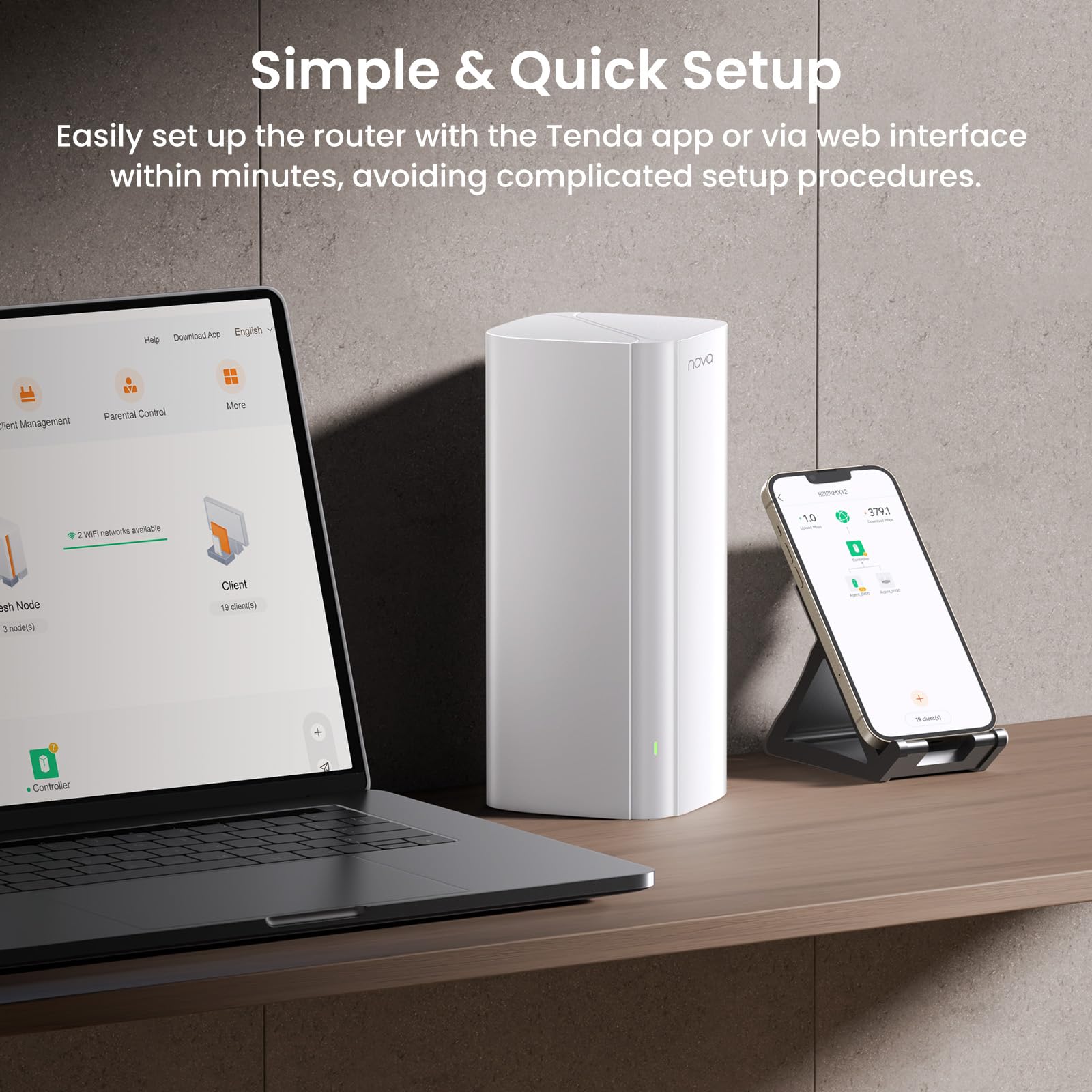 Tenda AX3000 WiFi 6 Mesh System Nova MX12 - Whole Home Covers up to 7000 sq.ft - Dual-Band Mesh Network for 160+ Devices - 1.7 GHz Quad-Core CPU - Replaces Wireless Router - 3-Pack(2025 New Version)