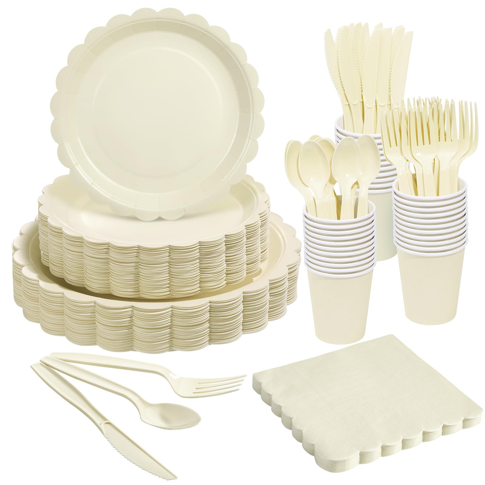 Goodluck Ivory Disposable Plates - 350PCS Party Set -1