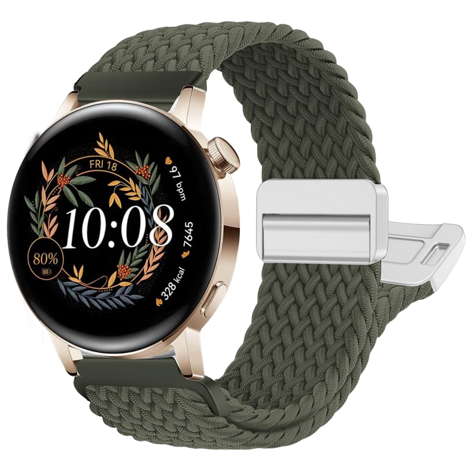 chinbersky Geflochten Armbänder Kompatibel mit Huawei Watch GT5/GT4/GT3/GT2/Watch4/ 3/2 Armband, 20mm 22mm Magnet Verschluss Stoff Nylon Ersatzarmband für Galaxy Watch Band/amazfit Armbänd