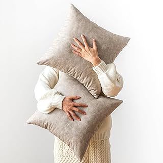 Oversized Vintage Decorative Pillow Covers, Pack of 2 Soft Rustic Abrasi...