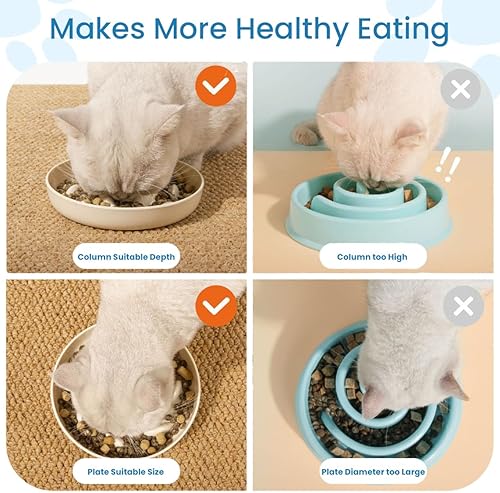 Miniatura 4 de Gonalulu Plato de alimentación lenta para gatos y perros pequeños, diseño de piscina de peces, comedero lento para mascotas con bordes más altos,